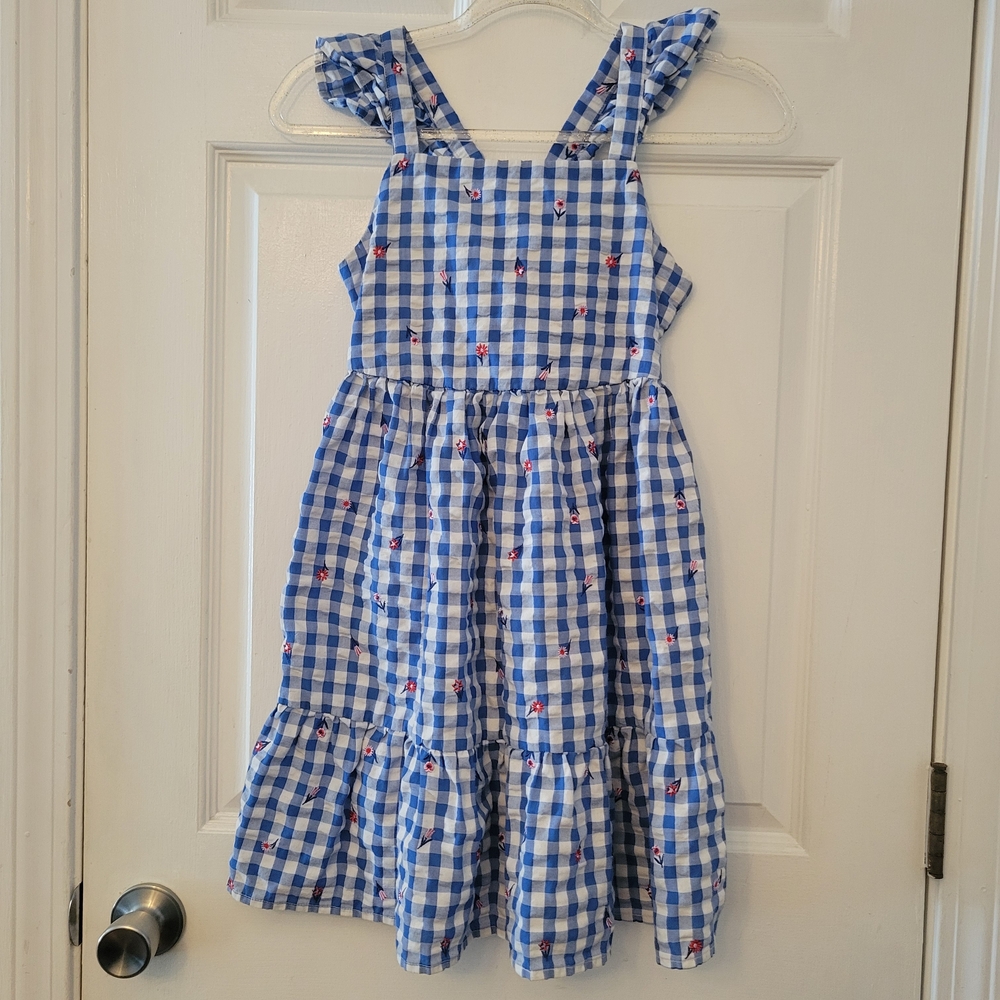 Cat & Jack Large Blue and White Gingham Dress